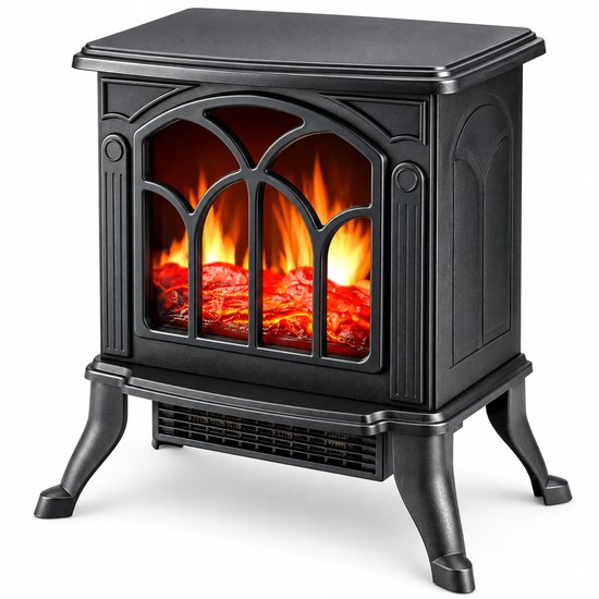 alpina Sfeerhaard Elektrisch - Elektrische Kachel Sfeerhaard - Haard met Realistisch Vlambeeld - Instelbare Thermostaat - Oververhittingsbeveiliging - 1500W - Zwart - 39x25x54cm
