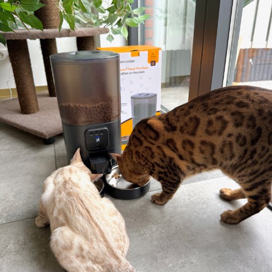 Viervoeter Feed Pro Dual - Automatische Voerbak 7L - HD camera & Audio - Kat en Hond - Voerautomaat met App - Zwart