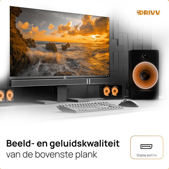 Drivv. Displayport Kabel - 8K 60Hz – 4K 144 Hz - 32.4GBps - Displayport 1.4 - DP Kabel - 1 meter