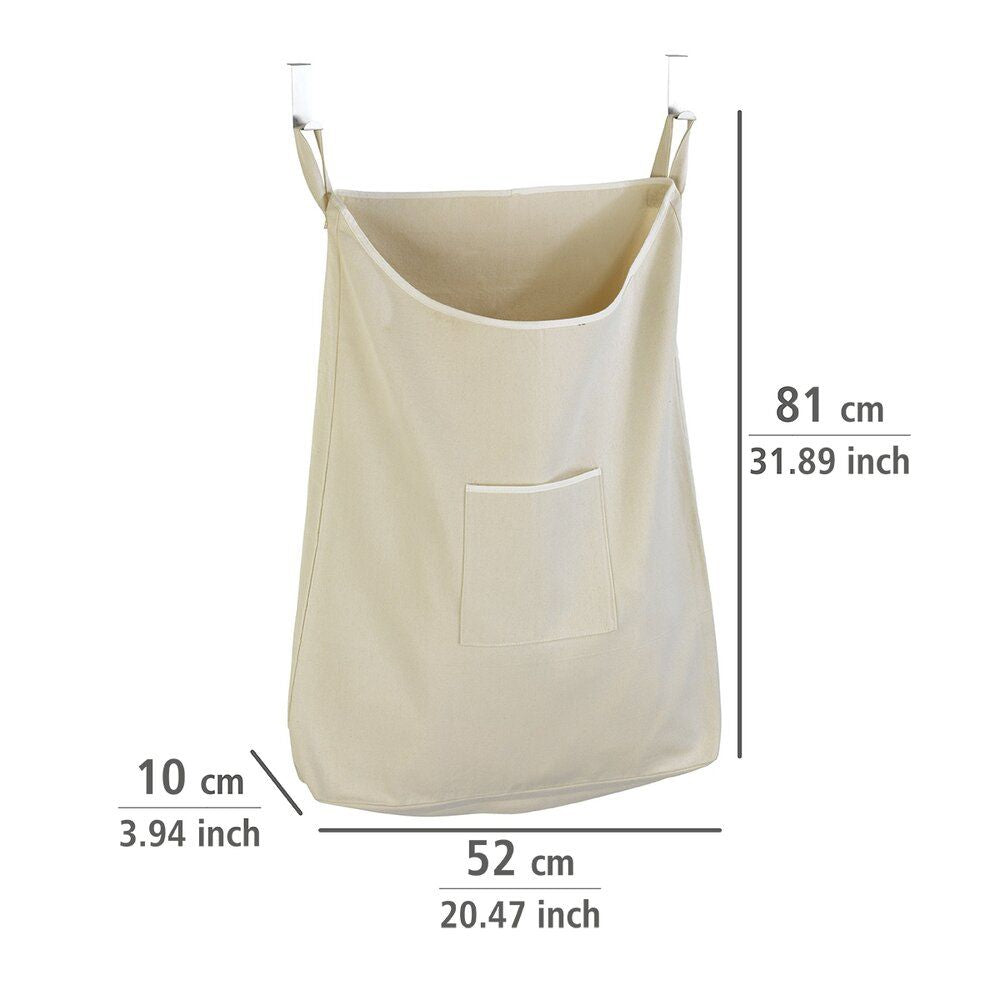 WENKO Canguro Over-Deur Wasmand Beige - 65L - Katoen - Met RVS Haken