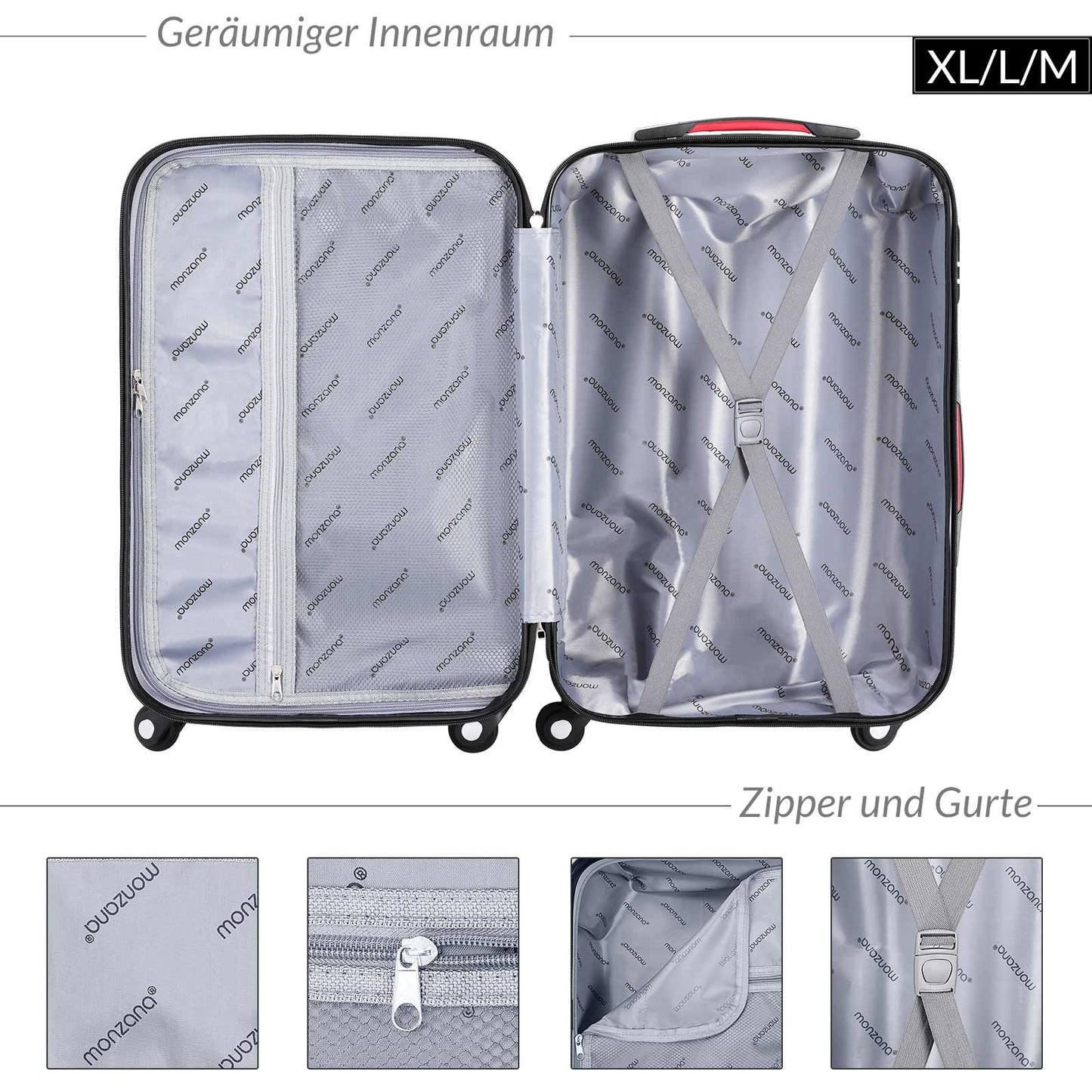 Monzana Hardcase Kofferset 4 delig - Baseline Beautycase/M/L/XL - Rosé