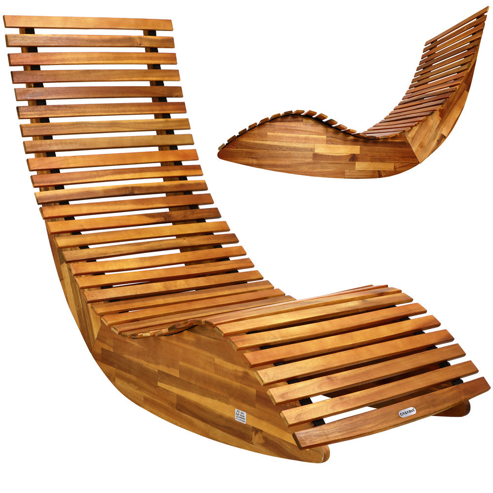 Casa Ergonomische Tuinstoelen - Schommelend Ligbed - Voor Buiten - Acaciahout - 2 STUKS - 150x60x93cm - FSC-gecertificeerd