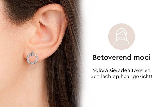 Yolora Dames Oorbellen met Kalpa Camaka Kristallen - Zilverkleurig - 18K Witgoud Verguld - Vrouwen Oorknoppen Zilver - Oorknopjes - Sieraden - Luxe Giftbox - Geschenkdoos - Cadeau doos - Exclusieve Geschenkverpakking - Mooie Cadeauverpakking