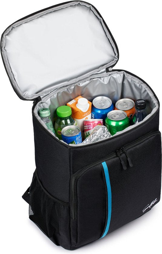 Sunflake Koelrugzak Groot 30 Liter - Koeltas Rugzak met Flessenopener – XXL Koel Backpack voor Heren & Dames - Koelrugtas - Zwart