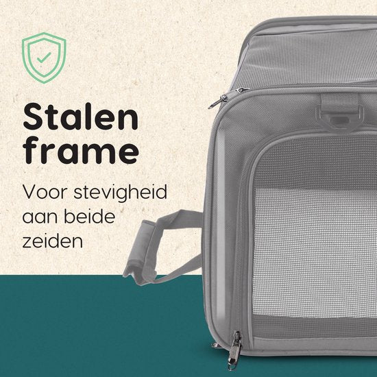 Volcan Reistas Kat - Reismand - Draagtas Katten - Transportbox met Bovenlader - Draagmand Lichtgrijs