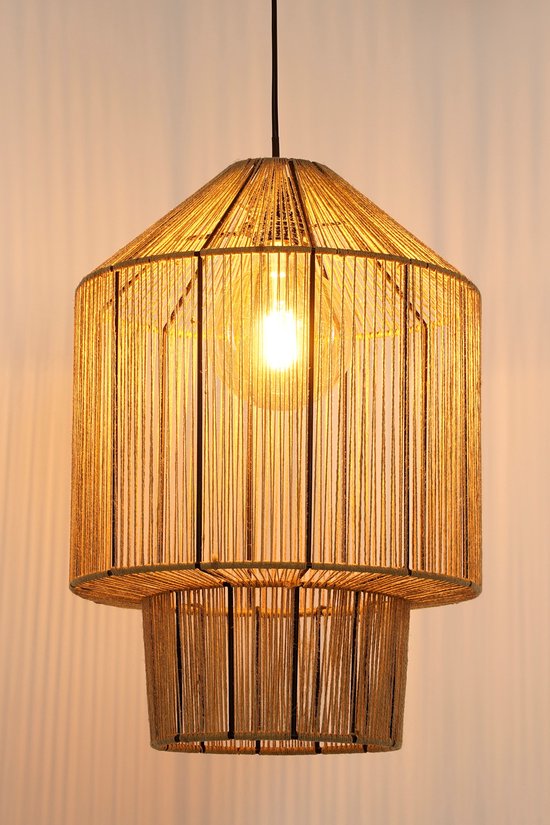 Mica Decorations Elsa Hanglamp - H49 x Ø35 cm - Jute - Lichtbruin