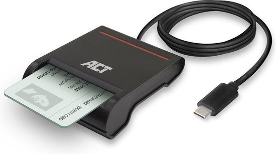ACT Externe USB-C Smartcard eID Kaartlezer, geschikt voor Belgische ID-kaarten AC6020