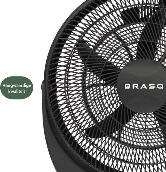 BRASQ Vloerventilator - 50 cm - Zwart - 3 snelheden - Ventilator Staand - Verstelbaar - 90 Watt