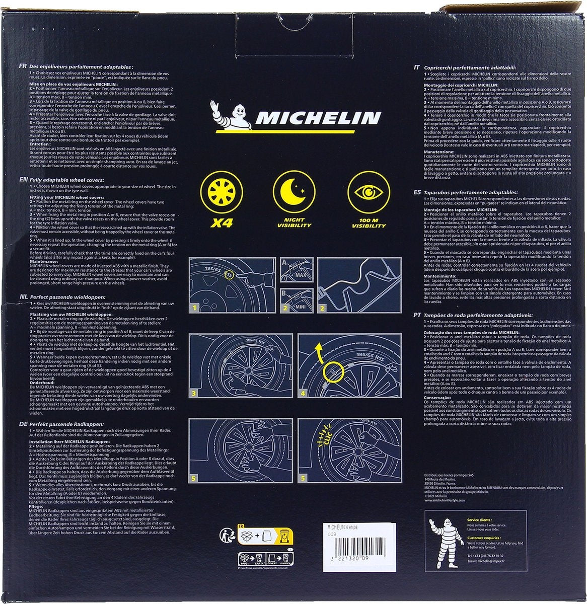 Michelin Wieldoppen 15 inch - chroom - 4st