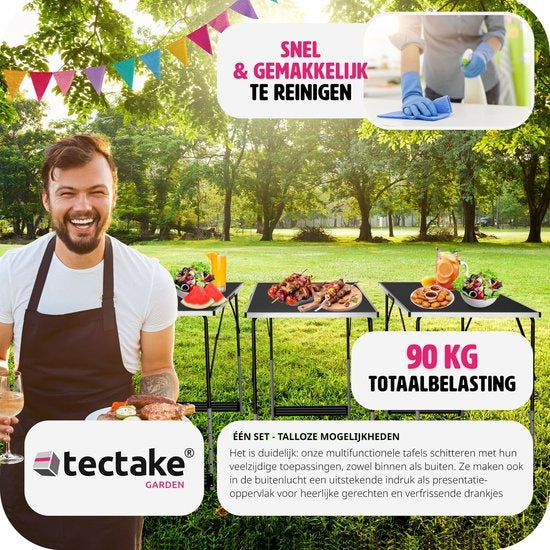 TecTake Klaptafel – Aluminium Frame, 4 Hoogtestanden – 300 x 60 cm – Zilver