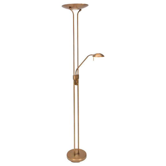 Steinhauer Olet - Klassieke LED Dimbare Vloerlamp | Staande Lamp met Dimmer met leeslamp - 1 lichts - H 1800 mm - Brons - Woonkamer | Slaapkamer