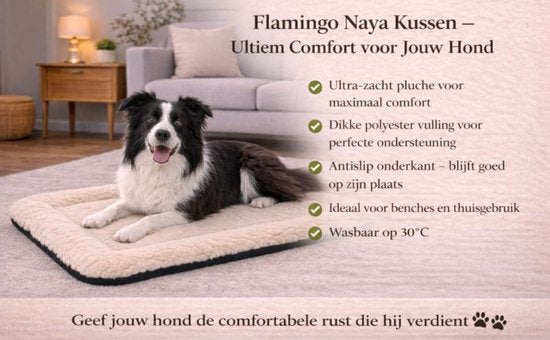 Hondenkussen – Hondenmand – Naya Rechthoekig Beige 100,5x63,5cm – zacht ligcomfort – perfecte pasvorm – duurzaam