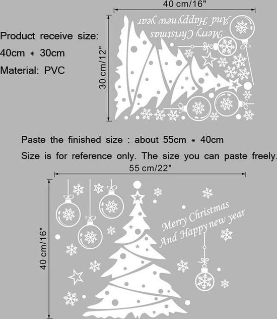 Raamsticker Kerstboom - Wit - Kerst decoratie