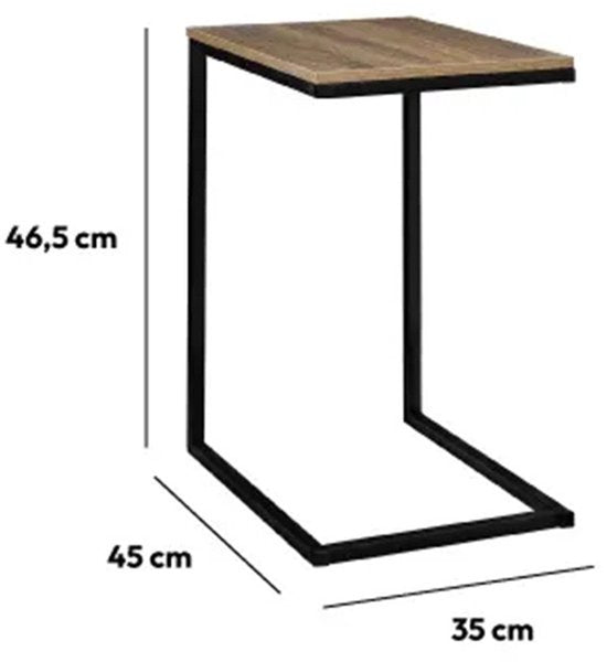 Five®- bijzettafel - metaal /hout - lengte 45 x breedte 35 x hoogte 66,5 cm