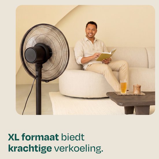 VONROC Vloerventilator - Ø 45,5cm - 3 snelheden – timer - verstelbaar in 3 hoogtes - incl. afstandsbediening - zwart