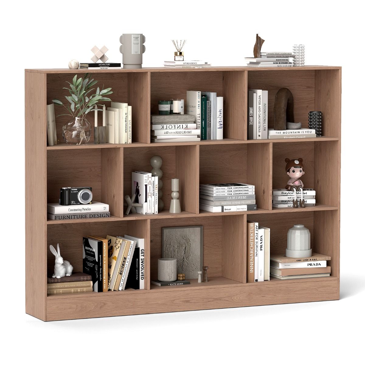 Coast Boekenkast - 10 open vakken - 3 niveaus - 140 cm - Natuurlijk hout