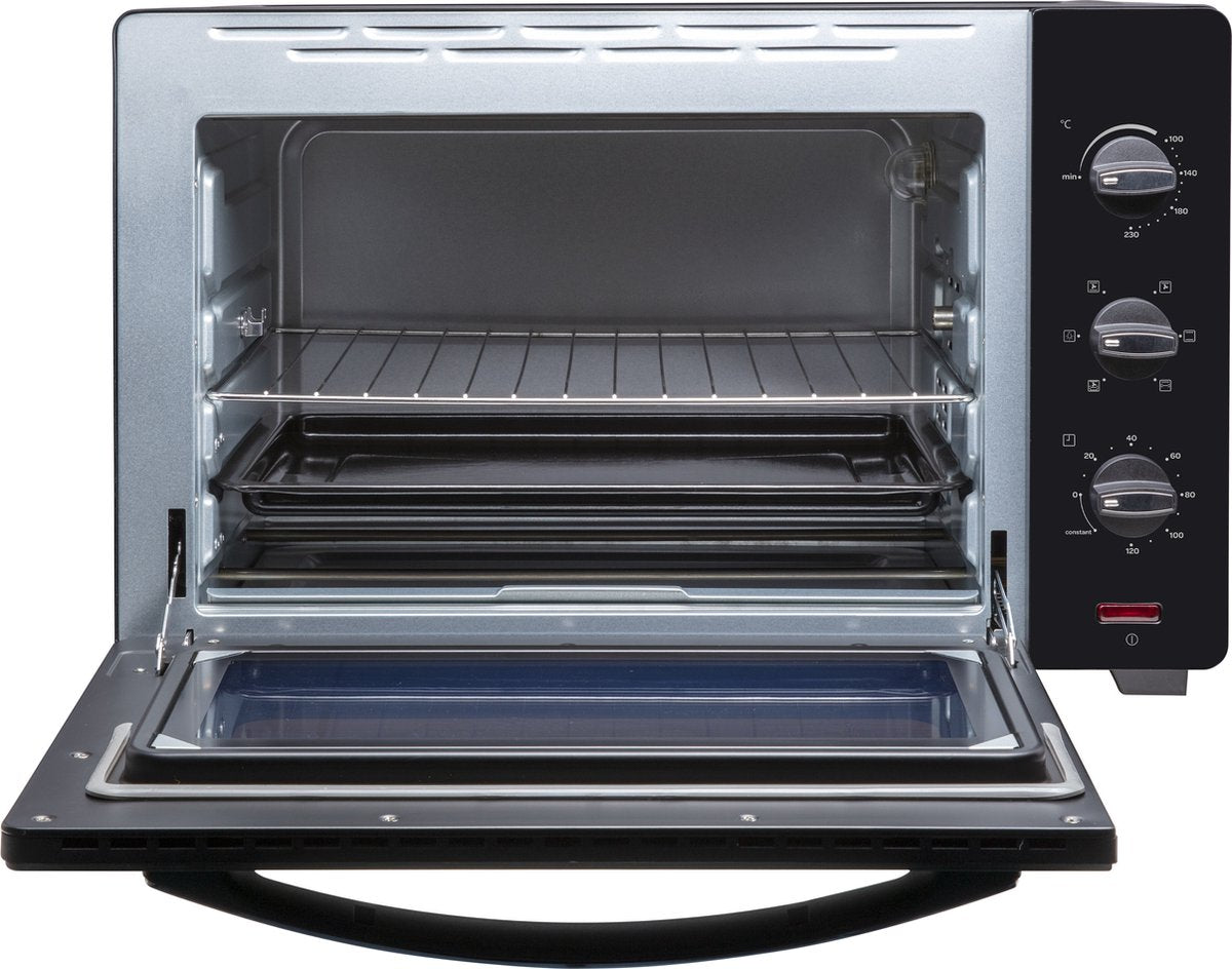 Inventum OV457B Vrijstaande Heteluchtoven 45 Liter - Met Draaispit - 5 Ovenfuncties - 100 tot 230 °C - Zwart
