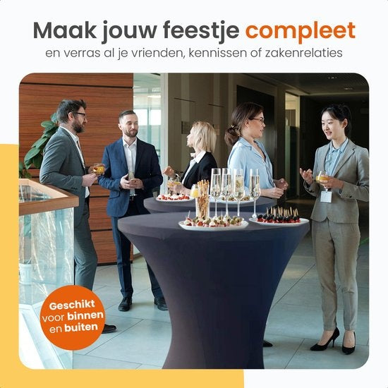 Goliving Statafel – Inclusief Statafelhoes – Statafelrok – Inklapbaar – Stevige partytafel – Voor binnen en buiten – Draagvermogen 50kg – Ø80 x 110 cm – 8,5 kg – Zwart