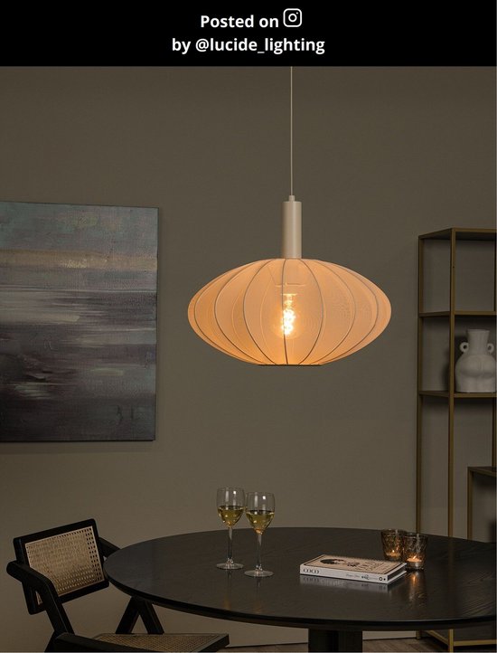 Lucide CORINA - Plafonnière (Plafondlamp) - Ø 40 cm - 1xE27 - Beige - Japandi