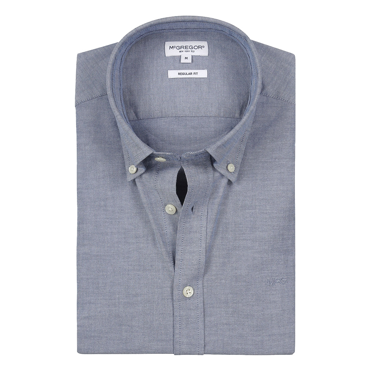 McGregor Stretch Oxford Shirt - Navy - Heren - Regular Fit - M