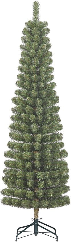 Black Box Trees Charlton Slanke Boom - Kerstboom Pilaarvormig met Scharnierconstructie - Kerstversiering met Natuurlijke PVC Naalden - Kunstboom Slank Model - H215 x Ø56 cm - Groen