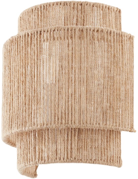 tectake® Wandlamp Lignea Lux - 40W - 12 x 23 x 25,5 cm - E14 - Muurlamp voor Woonkamer, Slaapkamer, Eetkamer - Jute Lamp in Boho Stijl - Trapverlichting - Halfrond