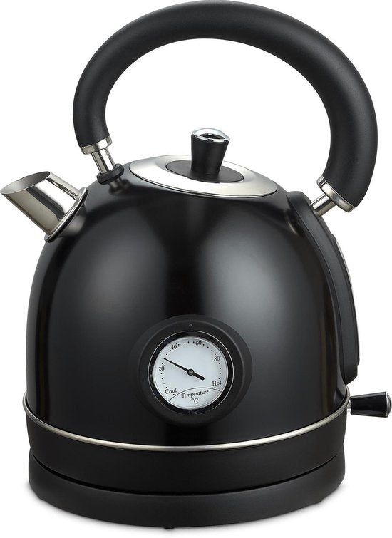 MOA Waterkoker Retro - 1,8 Liter - Elektrische Waterkoker - BPA-vrij - Anti Calcium Filter - RVS - 2200W- Zwart