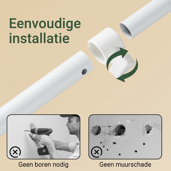 SoBuy Telescopisch kledingrek, robuuste kledingkast, open verstelbare kledingkast met planken en stangen, wit KLS17-WN