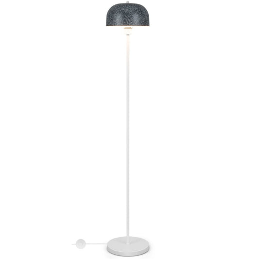 Coast Vloerlamp 146 cm Grijs-Wit met Kap en Voetschakelaar – Moderne Staande Lamp met Verzwaarde Voet en E27 Fitting