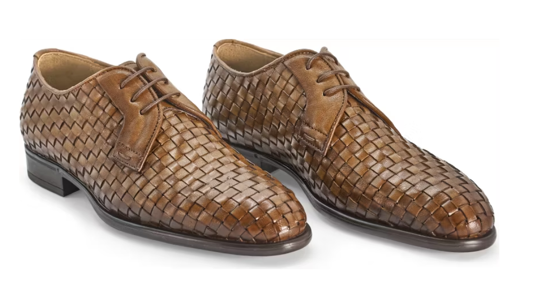 Giorgio Bufalino Lederen Vlechtschoenen - Cognac - maat 47 - Italiaanse stijl & luxe