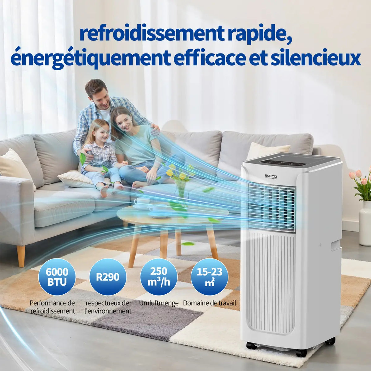 ELECCI Mobiele Airco - 6000 BTU - 4-in-1 - Energieklasse A