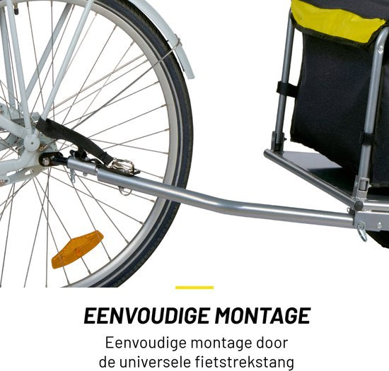 Dunlop Fietskar - Fiets Aanhanger - Fietsaanhanger voor Spullen - Fietskar bagage Opvouwbaar - Fietskar met Reflectoren en Verstelbare Regenhoes - Geel
