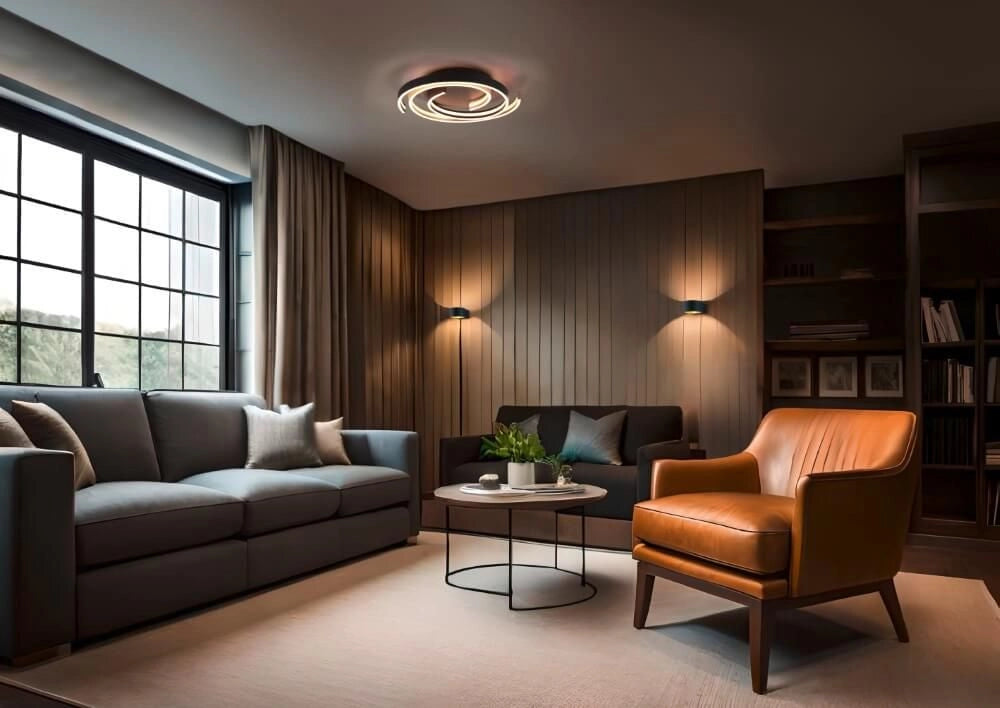 Caya Dimbare Plafondlamp 58W – Voorzien Van Instelbare Kleurtemperatuur 2300-4000K En 6800 Lumen En Modern Design – Voor Woonkamer En Slaapkamer – Goud Met Zwart Metaal – 50 x 9 cm