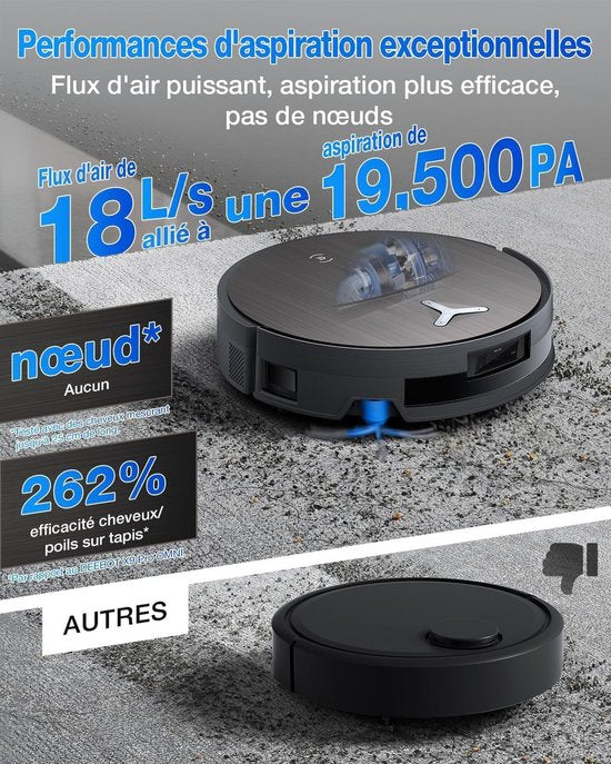ECOVACS DEEBOT X11 PRO OMNI Robotstofzuiger – 19.500 Pa – PowerBoost snelladen–OZMO roller dweil –ZeroTangle 3.0 anti-haarwikkel –AI vlekdetectie 2.0 – OMNI 2.0 station Zelfreinigend – TruePass 4WD klim– voor harde vloeren en tapijt-Zwart