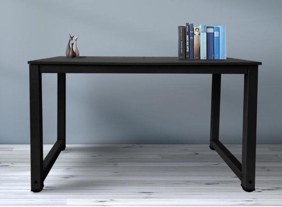 Bureau computertafel - keukentafel - metaal hout - 120 cm x 60 cm - zwart