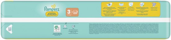 Pampers Premium Protection Maat 3 luiers - 3 x 64 stuks - 6kg tm 10kg