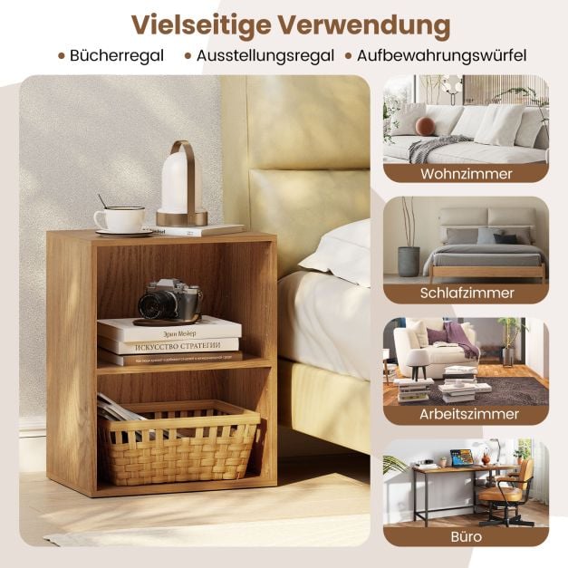 Coast Boekenkast met 2 Open Vakken – Verstelbare Plank – 42 x 29,5 x 53,5 cm – Naturel