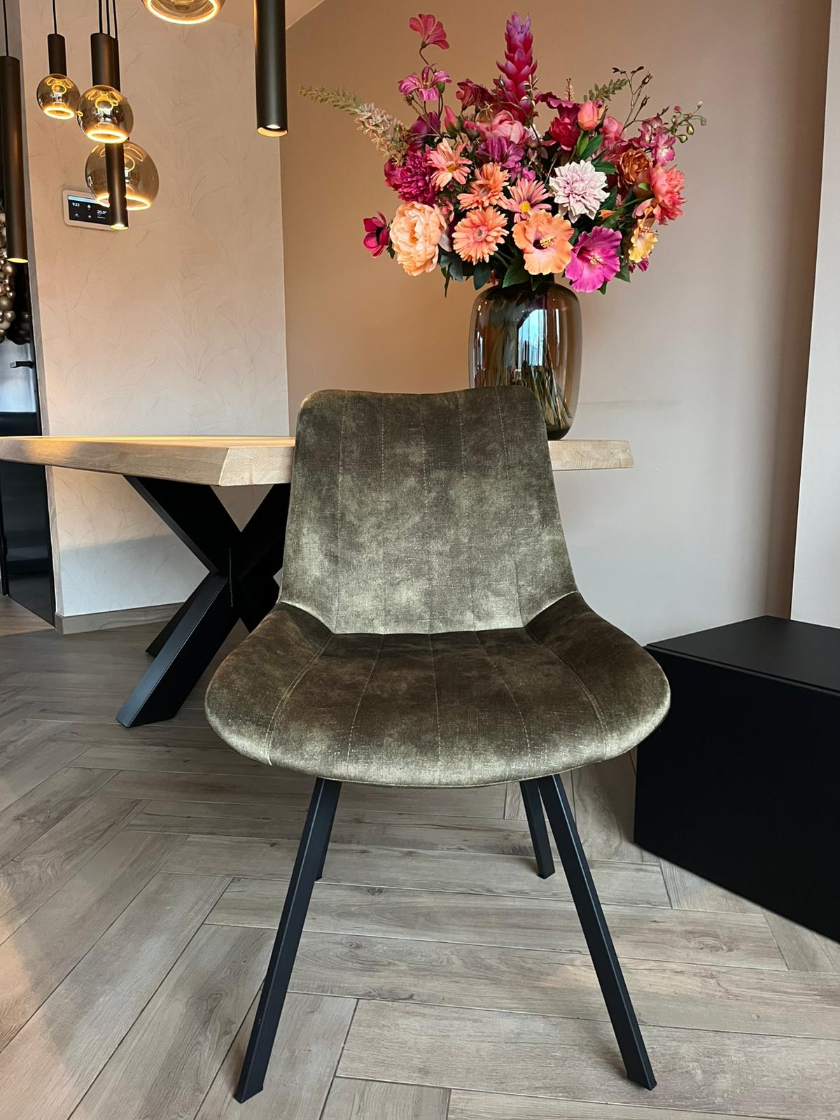 Meubel31 Riva Eetkamerstoelen – Duopack – Luxe Velvet – Metaal Frame – Groen