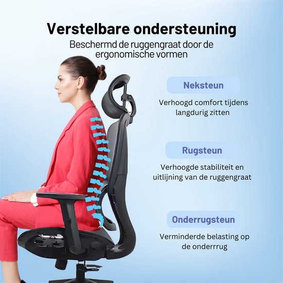GAME HERO® Trader X1 Ergonomische Bureaustoel - Bureaustoel voor Volwassenen - 130KG - Zwart