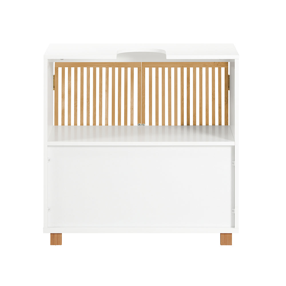 SoBuy BZR125-W Wastafel Onderkast - Wit - 2 Deuren - 60x33x60cm