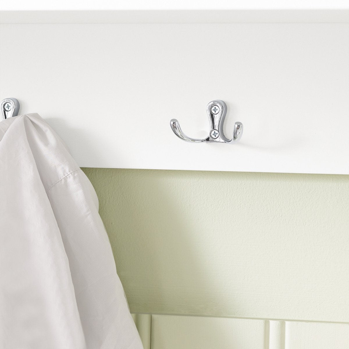 SoBuy FRG282-W Wandkapstok met 3 Lades – Kapstok met 5 Haken & Opbergvakken, Wandrek Halmeubel, Wit-Grijs, 100x20x30cm