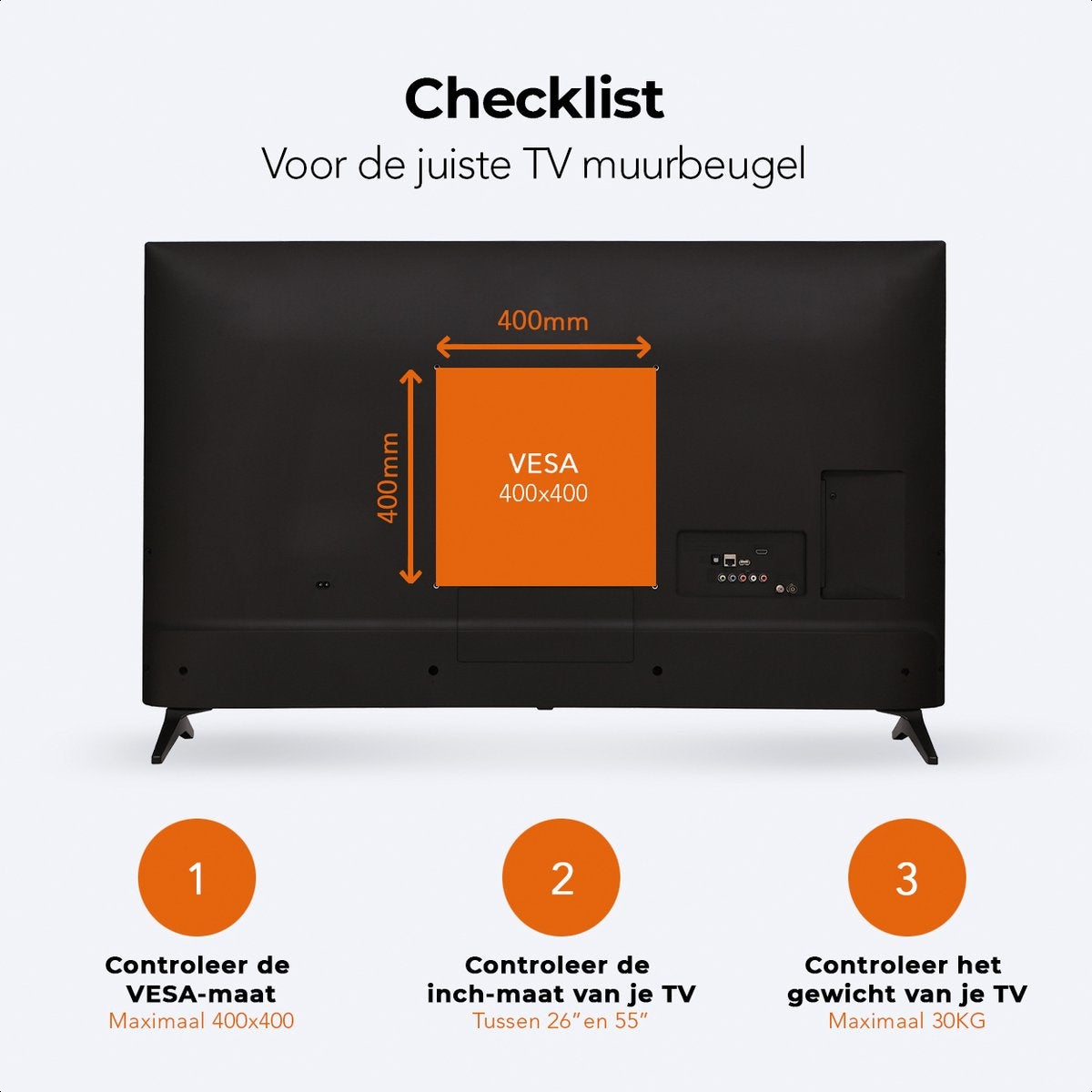 Auronic TV Beugel - Draaibaar en Kantelbaar - 26 tot 55 inch - tot 30 KG - Zwart