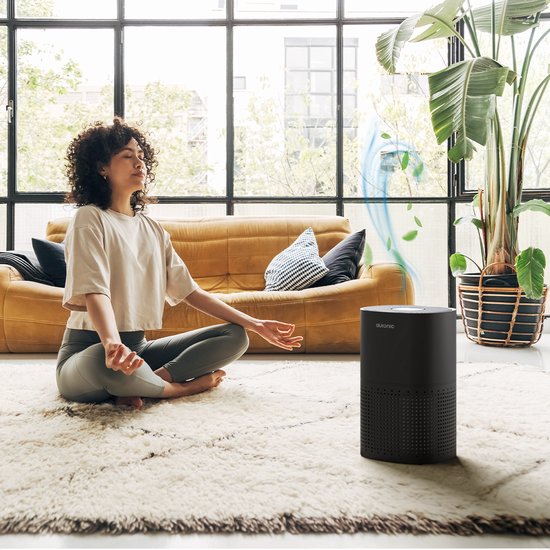 Auronic Luchtreiniger Fresh - Met HEPA 13-filter - 225 m³/u - 45 m² - Koolstoffilter - 3 Standen - Air Purifier - Zwart