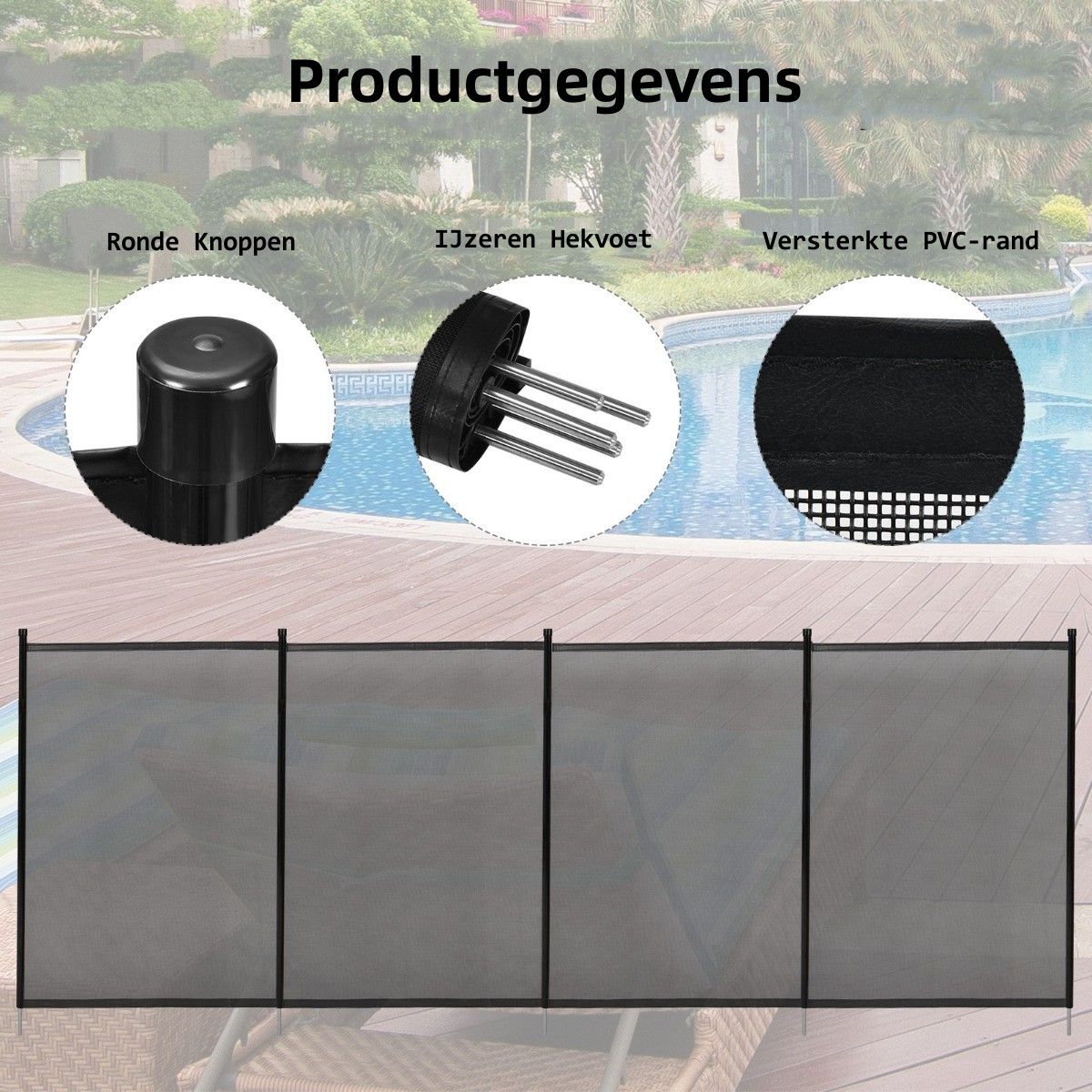 Coast Zwembadhek voor Kinderen Beschermomheining Tuin en Zwembad - Vijverhek - 360 x 125 cm