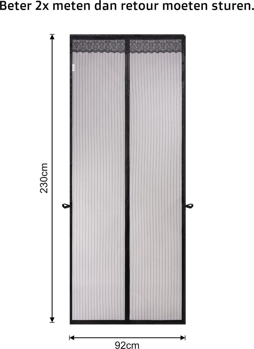 O’DADDY® Deurgordijn – Vliegengordijn - Magnetisch - Deurhor Deluxe 92 x 230 cm – Zwarte Hor – Horgordijnen