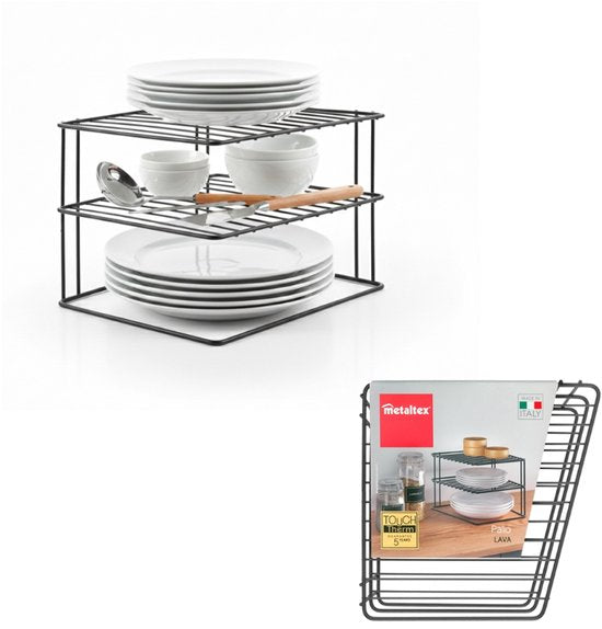 Metaltex - Bordenrek - Zwart - Keukenkast organizer - 25x25x19 cm