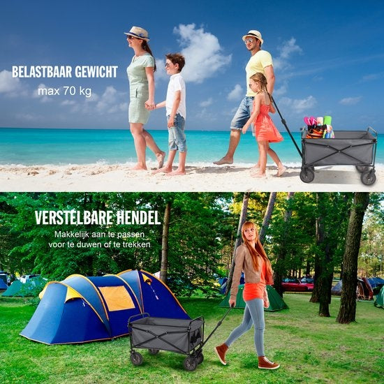 Camp Active Opvouwbare Bolderkar - Zwart - 70KG - 82x52x63cm