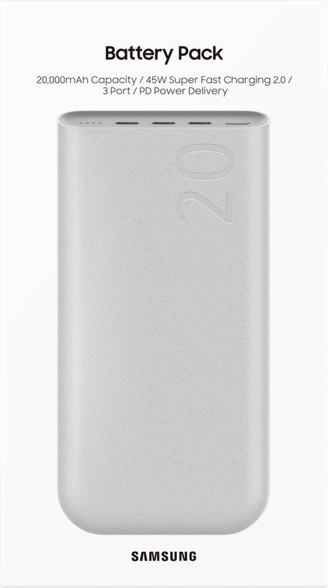 Samsung Powerbank Snelladen 45W - 3x USB-C - 20000mAh - Beige