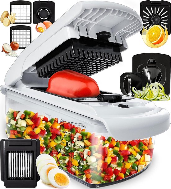 Stosh Mandoline - Groenteslijper - Uiensnijder - Spiraalsnijder - 7-delig - BPA-vrij - Wit