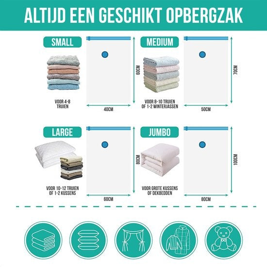 Strex Vacuumzakken Dekbedden & Kleding - 23 Stuks / 4 Maten - Reiszakken / Vacumeerzakken - Incl. Handpomp